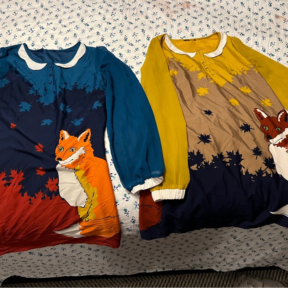 2 just funky fox in leaves sweater dress small